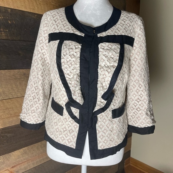 Anthropologie Lace Blazer Jacket By Tabitha Size Medium - Picture 1 of 9